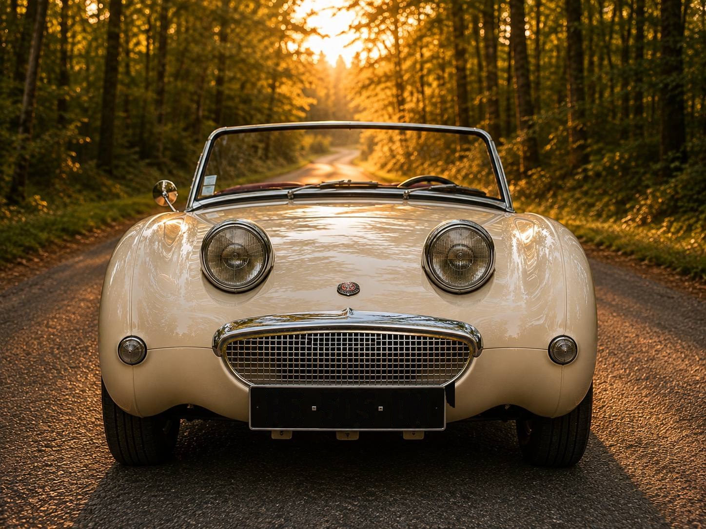 Austin-Healey Sprite MkI de 1959, carrosserie ivoire, vue de face
